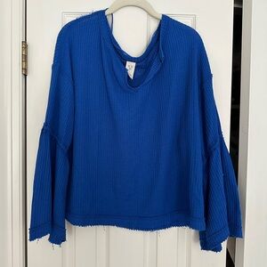 We The Free (Free People) blue tunic top with bell sleeves